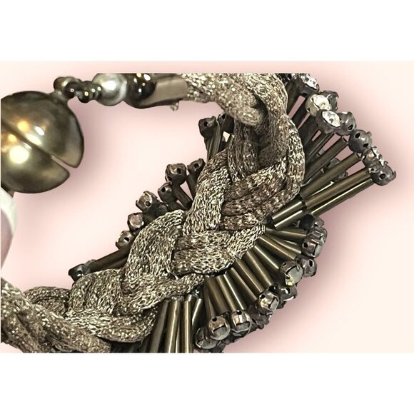 Tataborello Designer Tata MADE IN ITALY Crystal Rhinestone Faux Pearl Bracelet - Picture 5 of 9